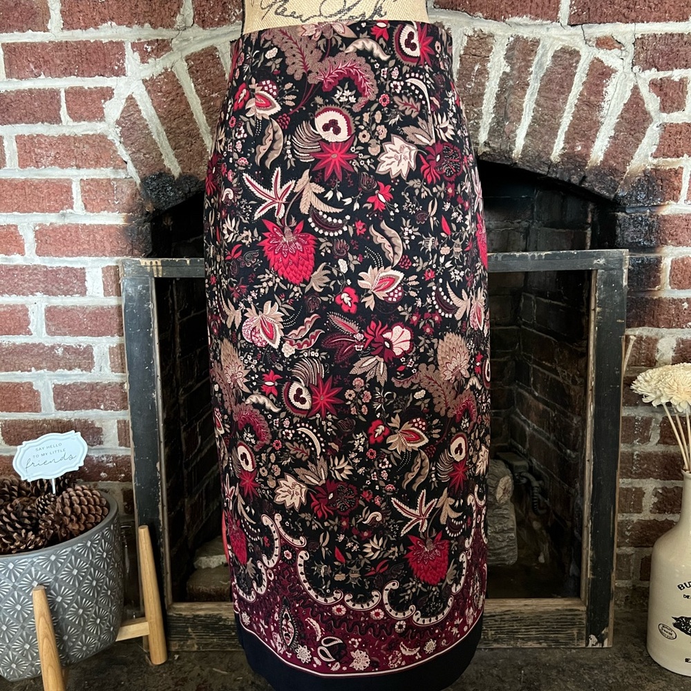 VINTAGE briggs petite black paisley maxi skirt - Picture 1 of 4